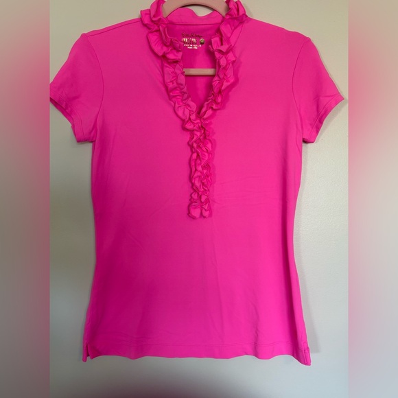Lilly Pulitzer Luxletic Ruffle Polo Top - Picture 1 of 4
